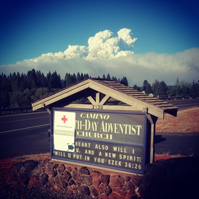 Smoke from the King Fire rises across the El Dorado County sky.