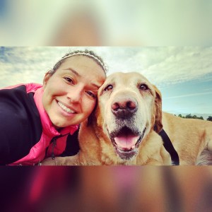 12-year-old yellow lab Woody Wyatt and his adoptive mom Lilly.