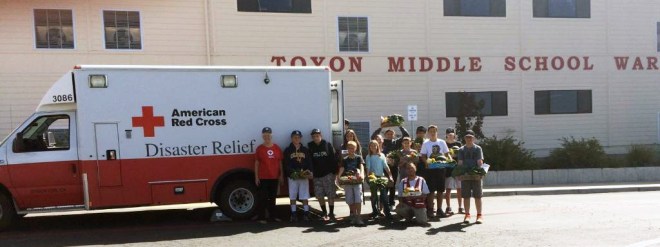 Students from Toyon Middle School in Valley Springs donated their harvest to fire victims. 