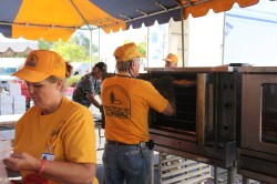 SBC volunteers prepare lunch for delivery in Mountain Ranch, California.